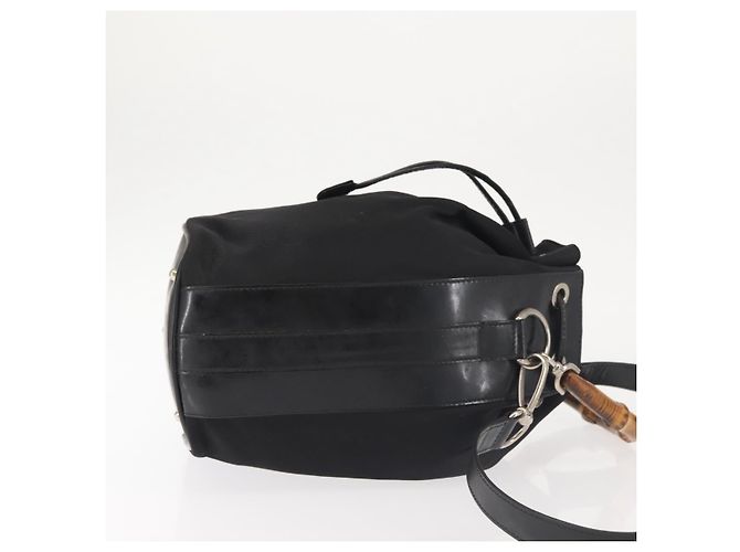 Borsa a mano in nylon Gucci Bamboo 2 in 1 nera argento autentica BA5354 Nero - vista 3