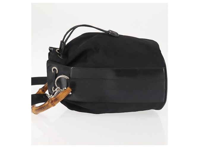 Borsa a mano in nylon Gucci Bamboo 2 in 1 nera argento autentica BA5354 Nero - vista 4