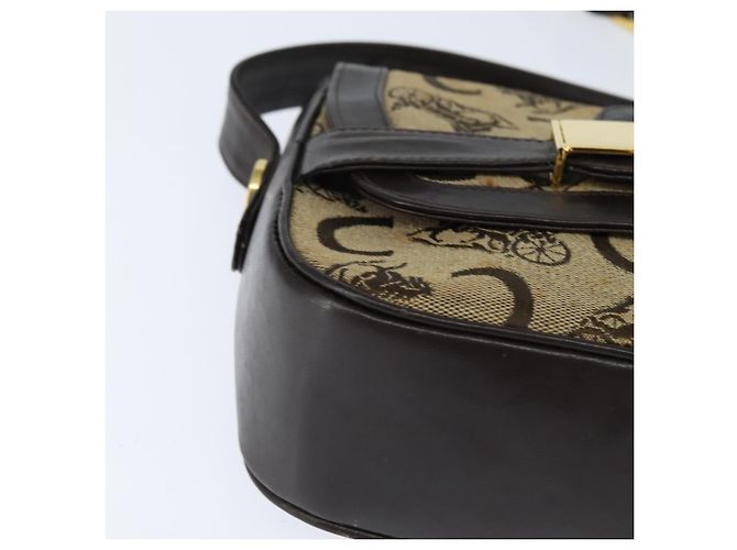 Céline Borsa a Spalla Celine C Sulky in Tela Beige Oro Auth 149188 D'oro - vista 10