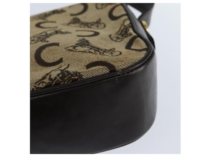 Céline Borsa a Spalla Celine C Sulky in Tela Beige Oro Auth 149188 D'oro - vista 13