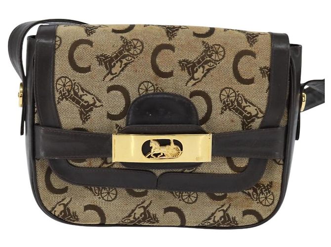 Céline Borsa a Spalla Celine C Sulky in Tela Beige Oro Auth 149188 D'oro - vista 2