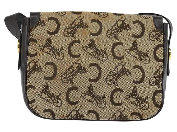 Céline Borsa a Spalla Celine C Sulky in Tela Beige Oro Auth 149188 D'oro - vista 3