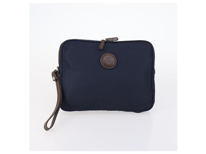 Alfred Dunhill Bolso de mano Dunhill de cuero 10set negro marino Auth bs29865 - vista 2