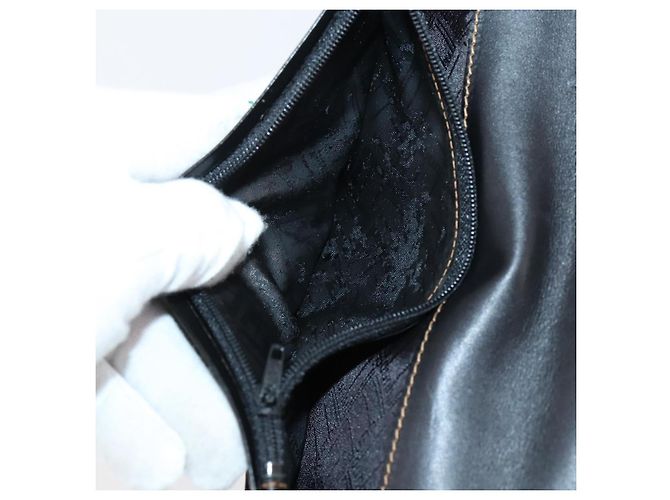 Alfred Dunhill Bolso de mano Dunhill de cuero 10set negro marino Auth bs29865 - vista 22