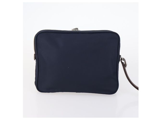 Alfred Dunhill Bolso de mano Dunhill de cuero 10set negro marino Auth bs29865 - vista 3