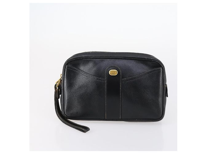 Alfred Dunhill Bolso de mano Dunhill de cuero 10set negro marino Auth bs29865 - vista 5