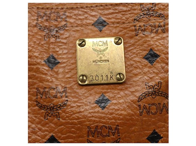 Borsa Tote MCM Logogram Vicetos in pelle PVC marrone e oro Auth am9032 D'oro - vista 12