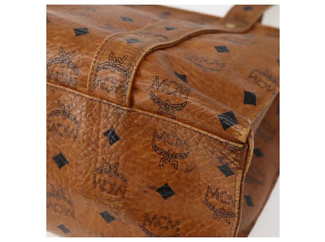 Borsa Tote MCM Logogram Vicetos in pelle PVC marrone e oro Auth am9032 D'oro - vista 15