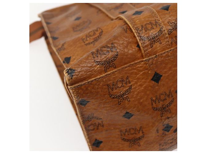 Borsa Tote MCM Logogram Vicetos in pelle PVC marrone e oro Auth am9032 D'oro - vista 16