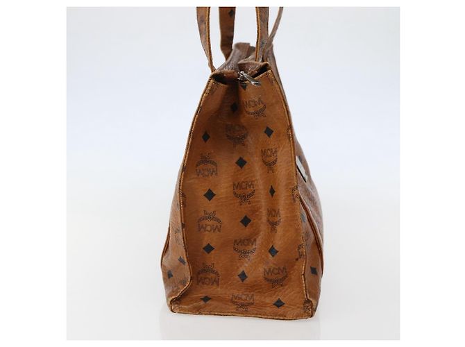 Borsa Tote MCM Logogram Vicetos in pelle PVC marrone e oro Auth am9032 D'oro - vista 3