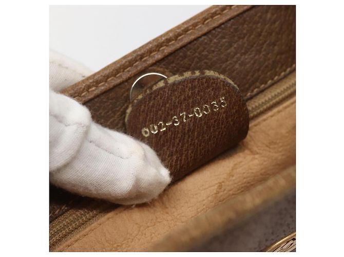 Gucci Borsa Tote GG Supreme in PVC beige e oro 002 37 0035 Auth 143269 D'oro - vista 12