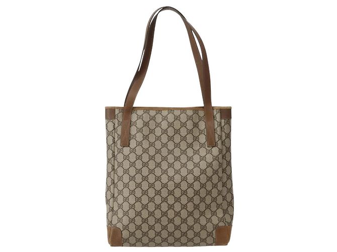 Gucci Borsa Tote GG Supreme in PVC beige e oro 002 37 0035 Auth 143269 D'oro - vista 2