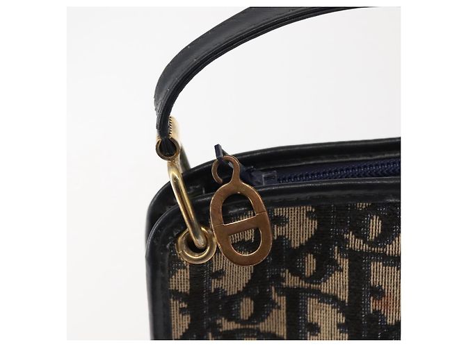 Borsa a spalla in tela Trotter Christian Dior blu navy oro Auth 150350 D'oro - vista 10