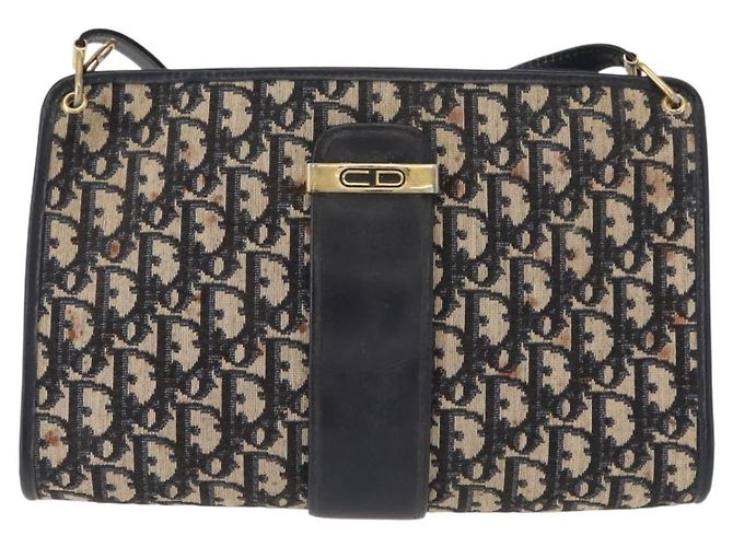 Borsa a spalla in tela Trotter Christian Dior blu navy oro Auth 150350 D'oro - vista 13