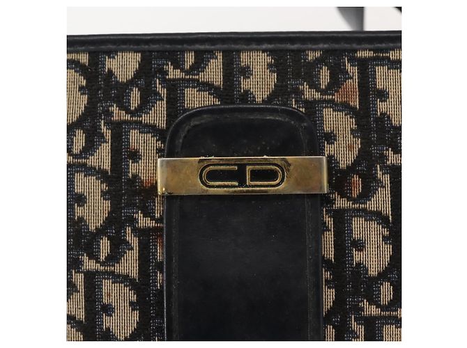 Borsa a spalla in tela Trotter Christian Dior blu navy oro Auth 150350 D'oro - vista 17
