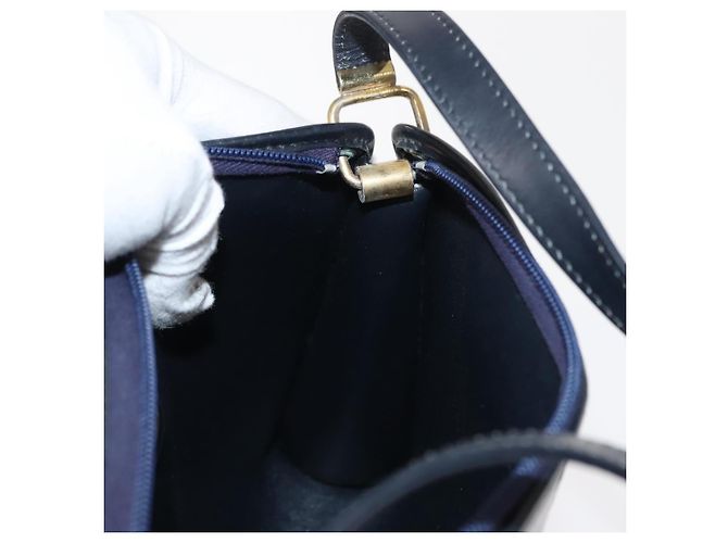 Borsa a spalla in tela Trotter Christian Dior blu navy oro Auth 150350 D'oro - vista 19