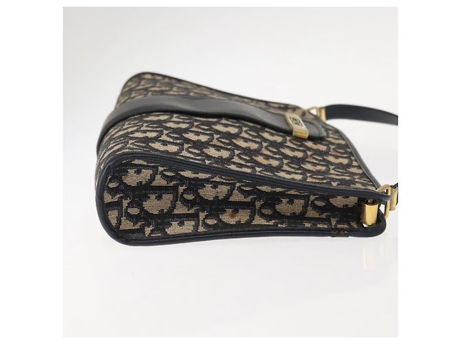 Borsa a spalla in tela Trotter Christian Dior blu navy oro Auth 150350 D'oro - vista 3