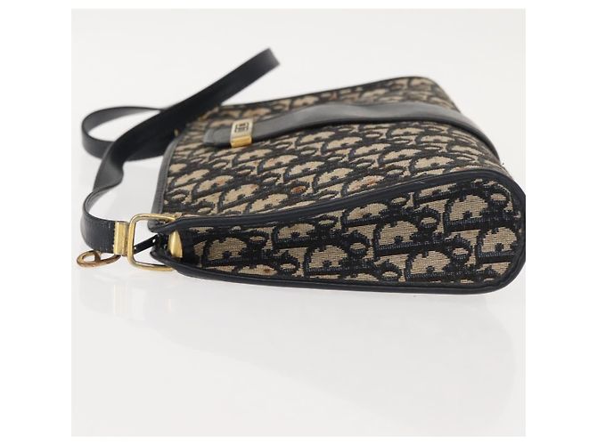 Borsa a spalla in tela Trotter Christian Dior blu navy oro Auth 150350 D'oro - vista 4
