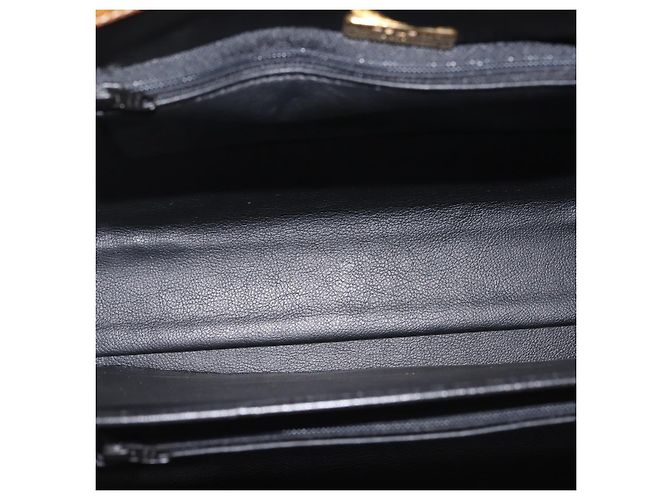 Autre Marque MORABITO Borsa a Mano in Pelle Blu Navy Oro Auth am9080 D'oro - vista 11