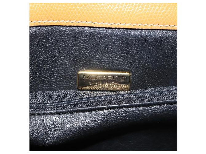 Autre Marque MORABITO Borsa a Mano in Pelle Blu Navy Oro Auth am9080 D'oro - vista 18
