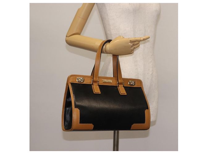 Autre Marque MORABITO Borsa a Mano in Pelle Blu Navy Oro Auth am9080 D'oro - vista 24