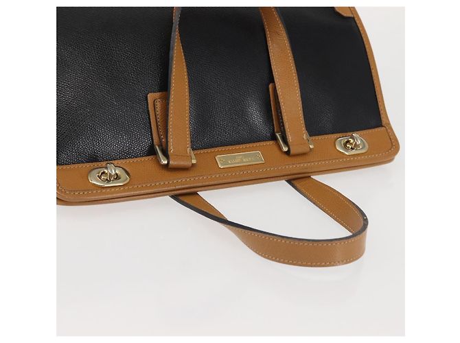Autre Marque MORABITO Borsa a Mano in Pelle Blu Navy Oro Auth am9080 D'oro - vista 6