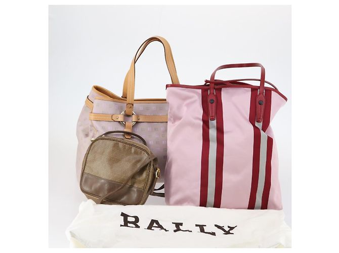 BALLY Borsa a Spalla Loewe Tela PVC Nylon 3Set Rosa Marrone Auth BA5852 - vista 21