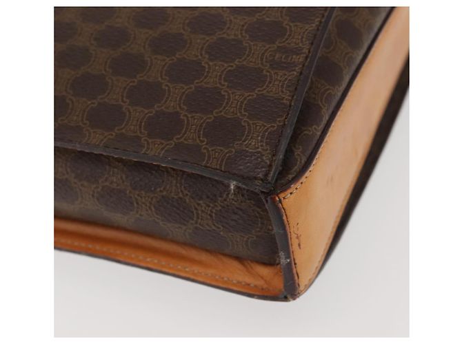 Céline Borsa a mano in tela Macadam CELINE in pelle PVC marrone oro Auth 142852 D'oro - vista 14