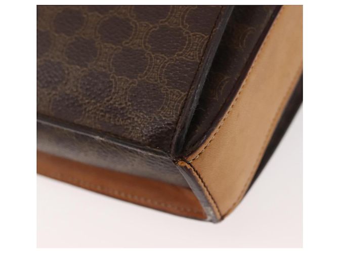 Céline Borsa a mano in tela Macadam CELINE in pelle PVC marrone oro Auth 142852 D'oro - vista 16
