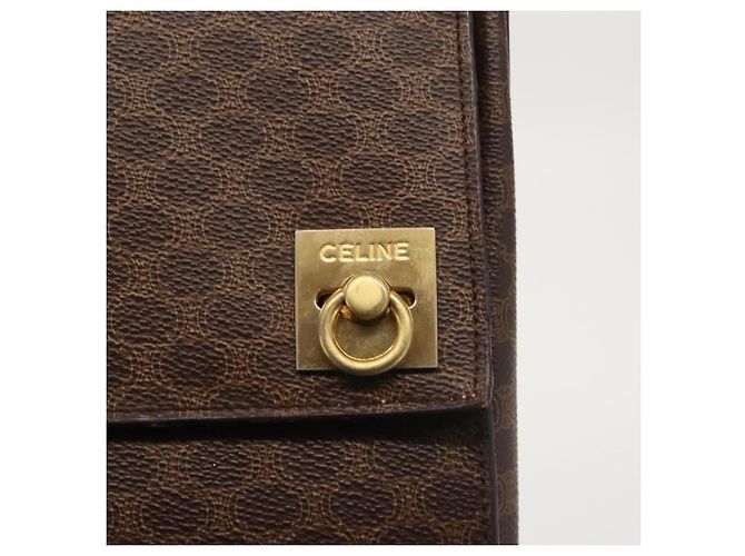 Céline Borsa a mano in tela Macadam CELINE in pelle PVC marrone oro Auth 142852 D'oro - vista 17