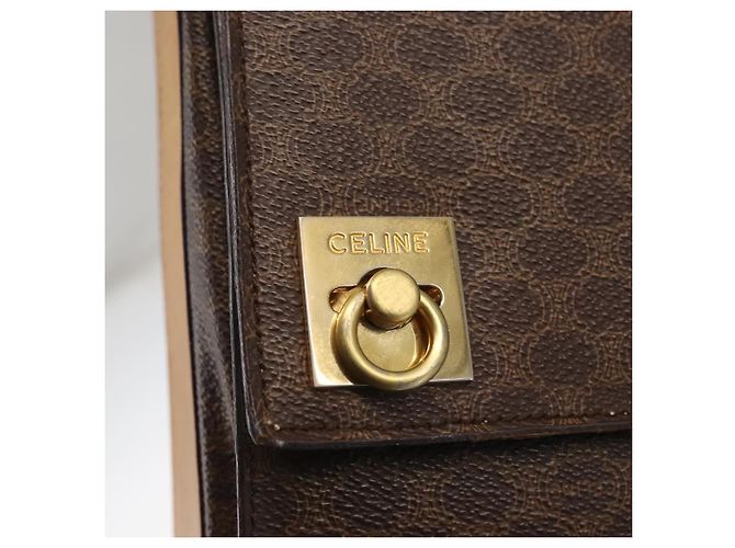 Céline Borsa a mano in tela Macadam CELINE in pelle PVC marrone oro Auth 142852 D'oro - vista 18
