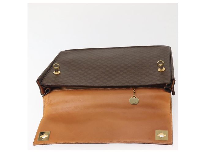 Céline Borsa a mano in tela Macadam CELINE in pelle PVC marrone oro Auth 142852 D'oro - vista 19