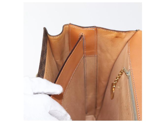Céline Borsa a mano in tela Macadam CELINE in pelle PVC marrone oro Auth 142852 D'oro - vista 22