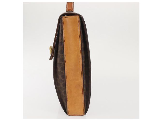 Céline Borsa a mano in tela Macadam CELINE in pelle PVC marrone oro Auth 142852 D'oro - vista 3