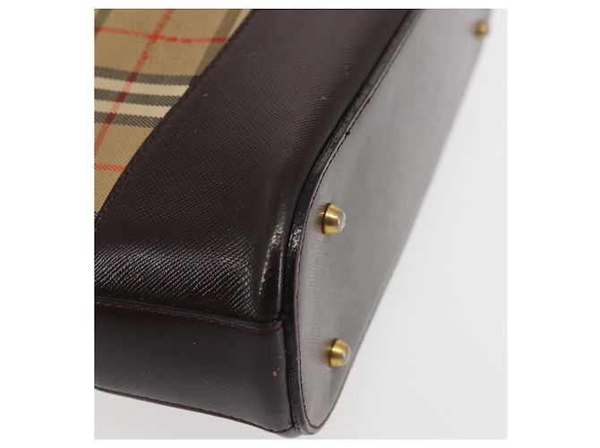 Bolsa de ombro em lona Nova Check bege e dourada Auth BA6463 da BURBERRY Dourado - vista 15