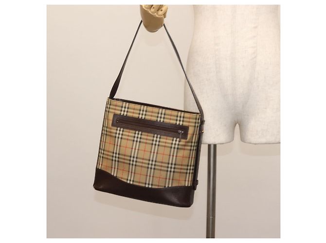 Bolsa de ombro em lona Nova Check bege e dourada Auth BA6463 da BURBERRY Dourado - vista 23