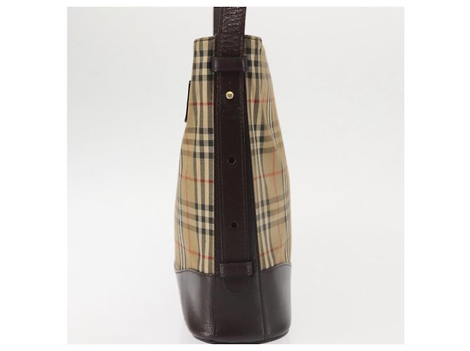 Bolsa de ombro em lona Nova Check bege e dourada Auth BA6463 da BURBERRY Dourado - vista 3