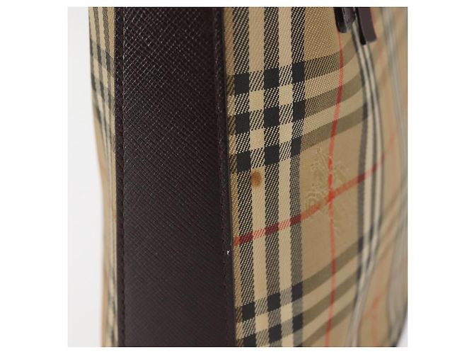 Bolsa de ombro em lona Nova Check bege e dourada Auth BA6463 da BURBERRY Dourado - vista 5
