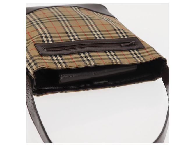 Bolsa de ombro em lona Nova Check bege e dourada Auth BA6463 da BURBERRY Dourado - vista 7