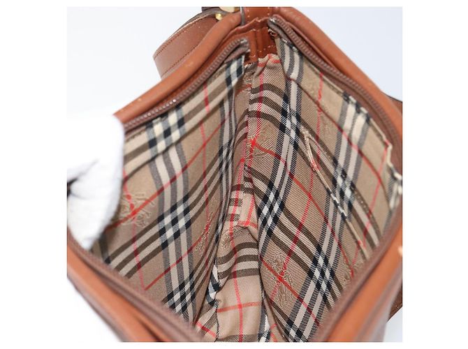Autre Marque Bolso de Hombro Burberrys de Cuero Marrón Dorado Auth hk3089 Castaño - vista 18