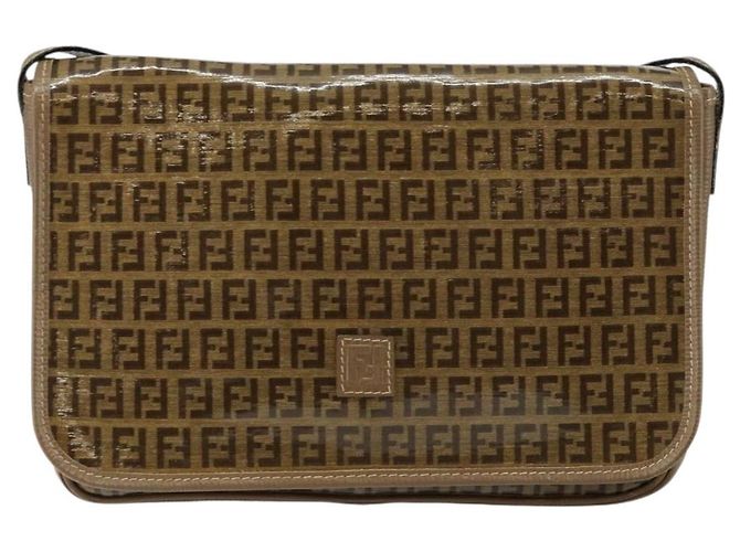 Borsa a Spalla in Tela Zucchino FENDI Beige Oro Auth 145202 - vista 13