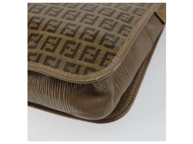 Borsa a Spalla in Tela Zucchino FENDI Beige Oro Auth 145202 - vista 15