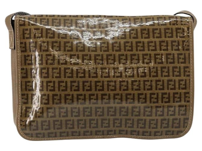 Borsa a Spalla in Tela Zucchino FENDI Beige Oro Auth 145202 - vista 2
