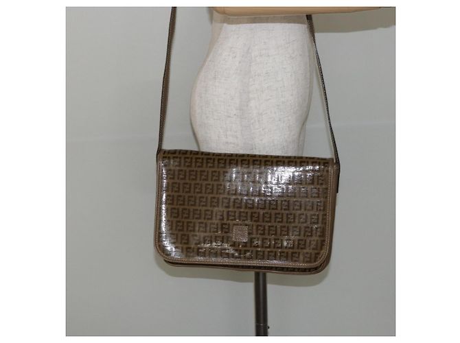 Borsa a Spalla in Tela Zucchino FENDI Beige Oro Auth 145202 - vista 21