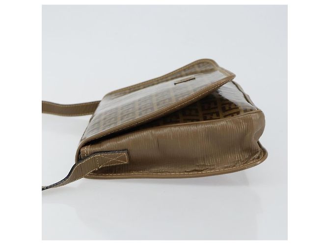 Borsa a Spalla in Tela Zucchino FENDI Beige Oro Auth 145202 - vista 4