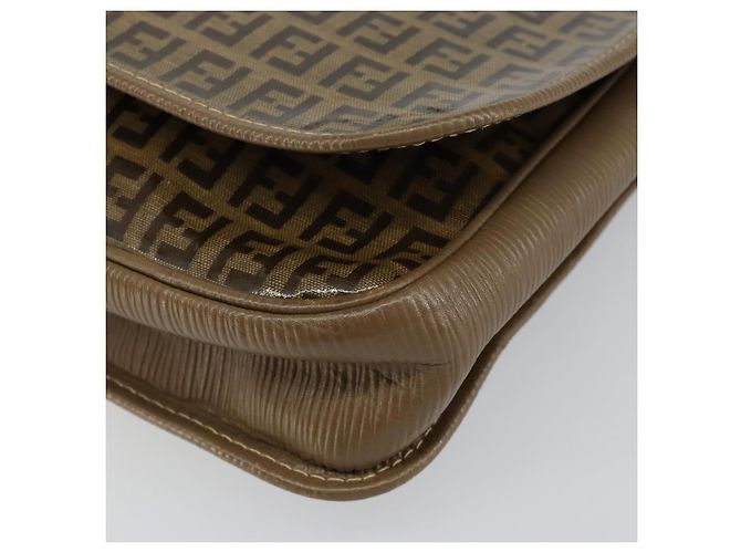 Borsa a Spalla in Tela Zucchino FENDI Beige Oro Auth 145202 - vista 9