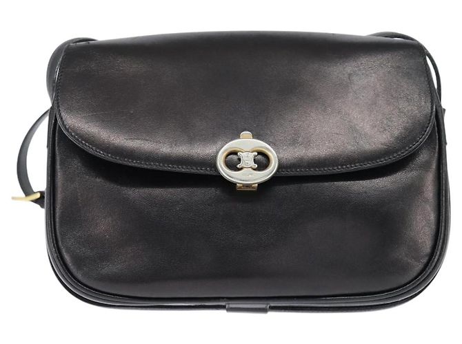 Céline Bolso de Hombro CELINE de Cuero Negro Dorado Auth bs30310 - vista 13