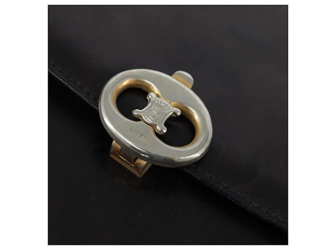 Céline Bolso de Hombro CELINE de Cuero Negro Dorado Auth bs30310 - vista 17