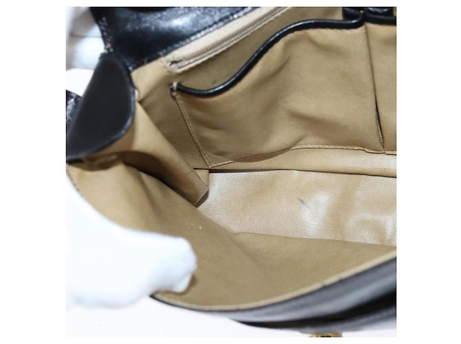 Céline Bolso de Hombro CELINE de Cuero Negro Dorado Auth bs30310 - vista 20