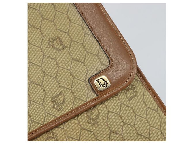 Borsa a Spalla in Tela Honeycomb Christian Dior Beige Oro Auth 143588 D'oro - vista 14